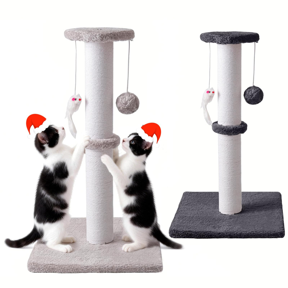 2 Pack Cat Scratching Post, 19.2in Kitten Scratcher Post, Sisal Rope with Hanging Ball and Mice for Indoor Kittens or Smaller Cats