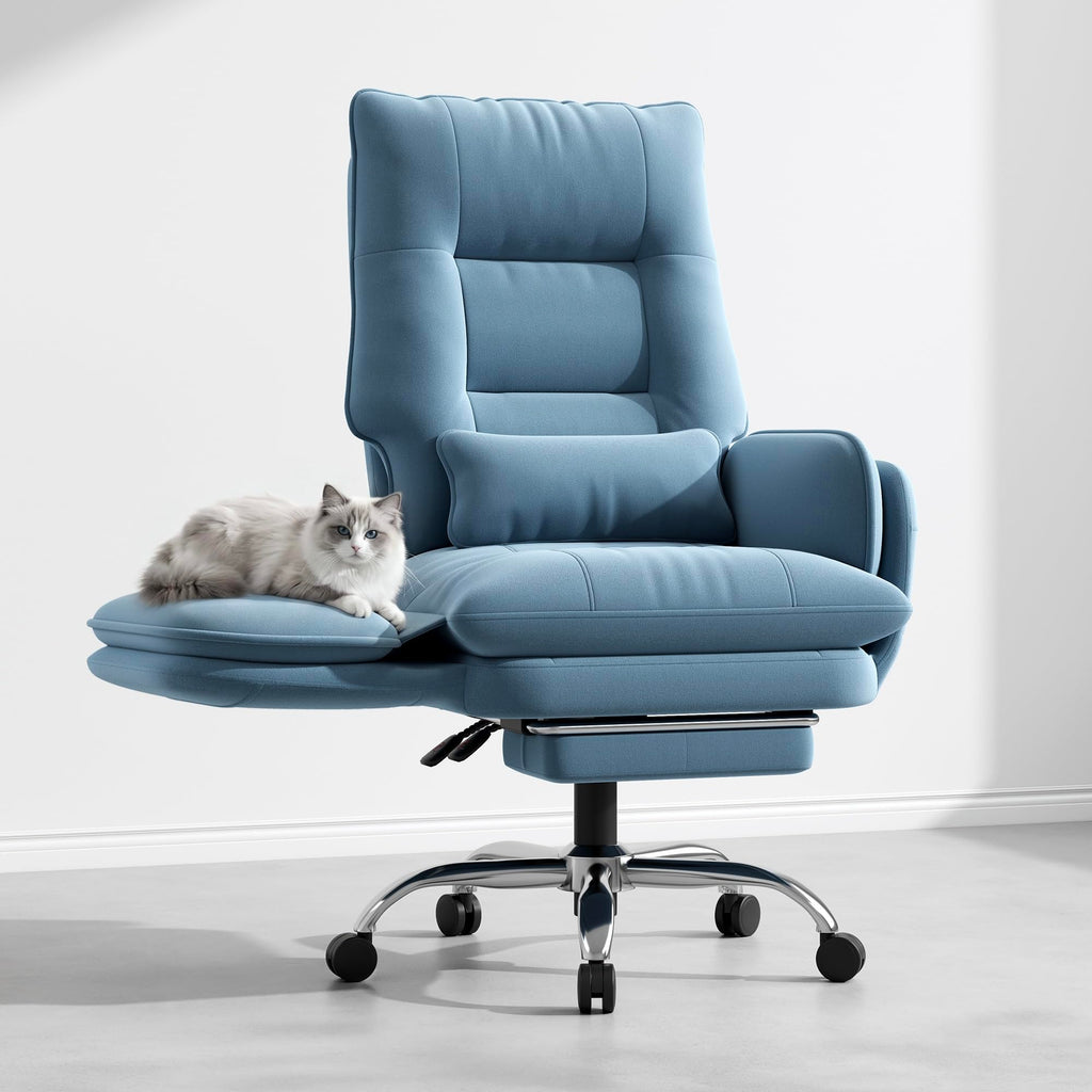 Criss Cross Office Chair, Flip Armrests for Pets & Cross Legged Sitting, 26.5' x 28.7'' x 45.28''(L x W x H), Blue Velvet