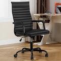 Haranuo Office Chair, Ergonomic Executive Conference Room Chairs, Ribbed Leather Desk Chair with Lumbar Support, Adjustable Height Mid-back