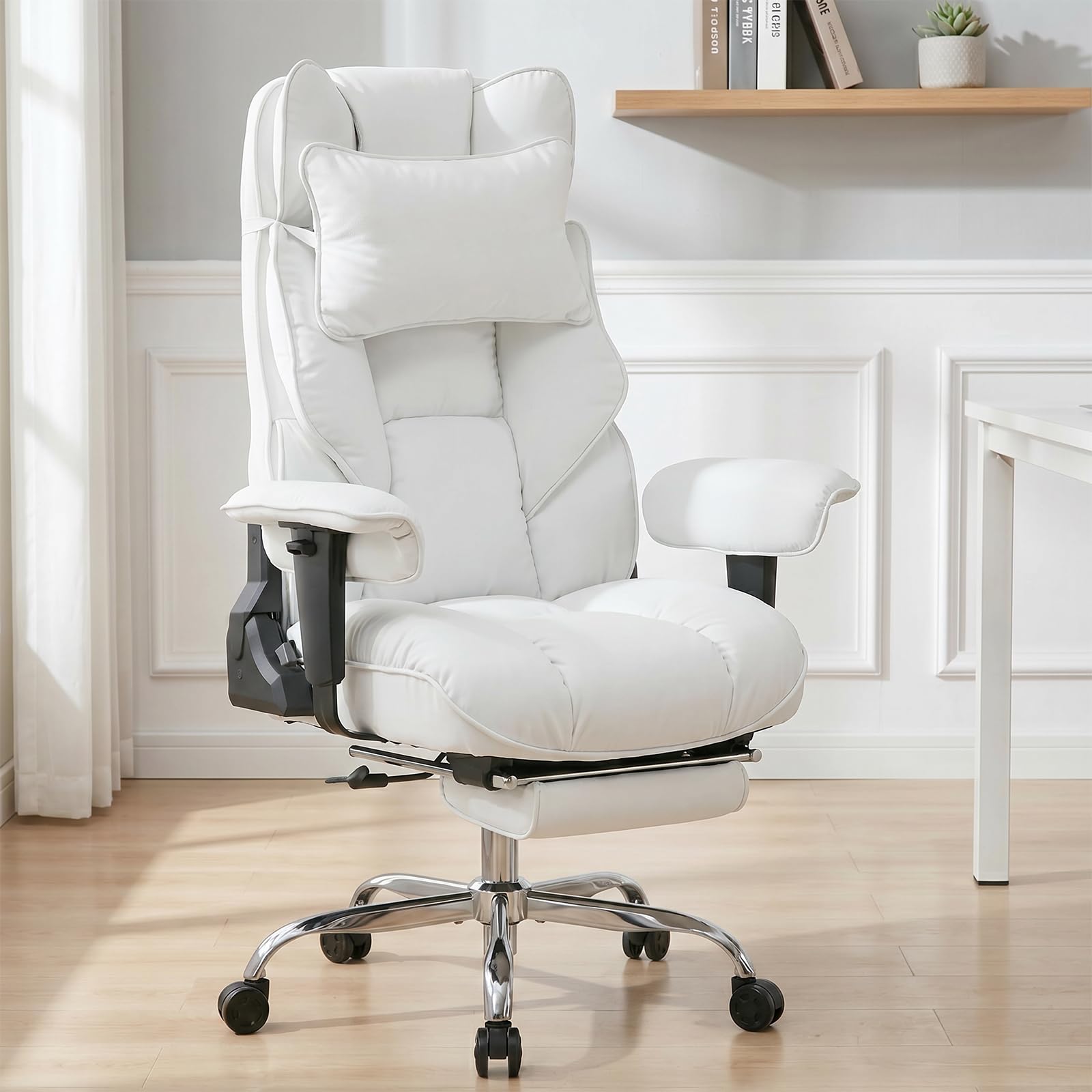 Mokodo Big and Tall Office Chair 400lbs, Breathable Fabric Executive Desk Chair with Pocket Spring Cushion, 155° Reclining Computer Chair with