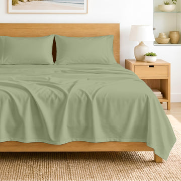 SGI bedding 100% Egyptian Cotton Sheets Full Size – 600 Thread Count Sheets Set, Soft, Cooling, 15" Deep Pocket, Luxury Hotel Bedding, Breathable, Durable - Moss