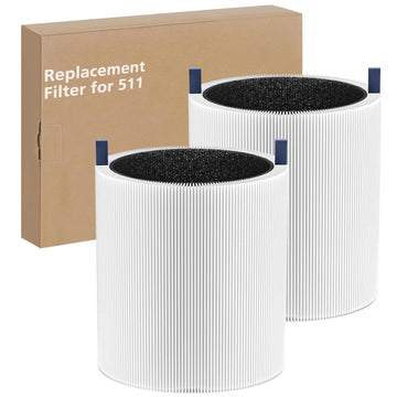 2-pack Blue Pure 511 Replacement Filter Compatible with Blueair Blue Pure 511 Air Purifier, Ture HEPA Filters and Activated Carbon Filter