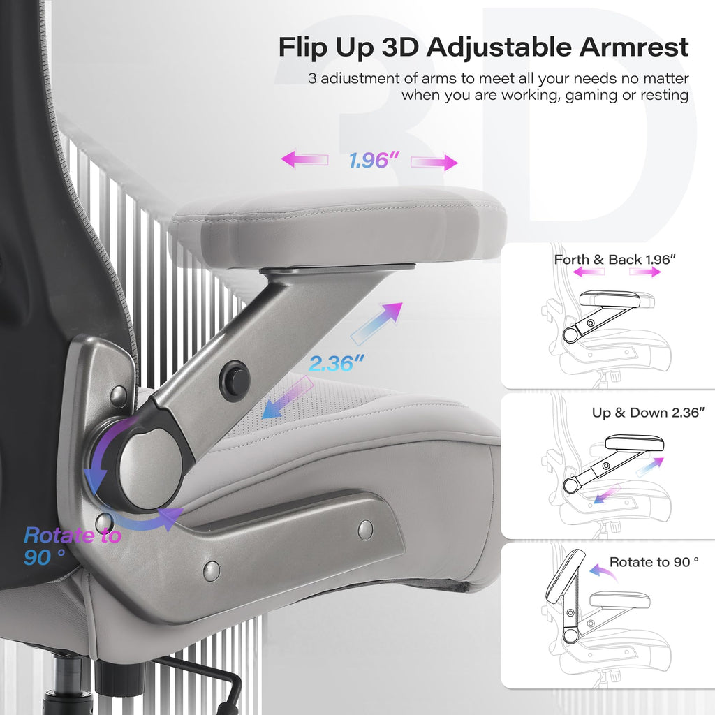 600lbs Big and Tall Office Chair, Heavy Duty Executive Computer Desk Chair, X-Large, Grey