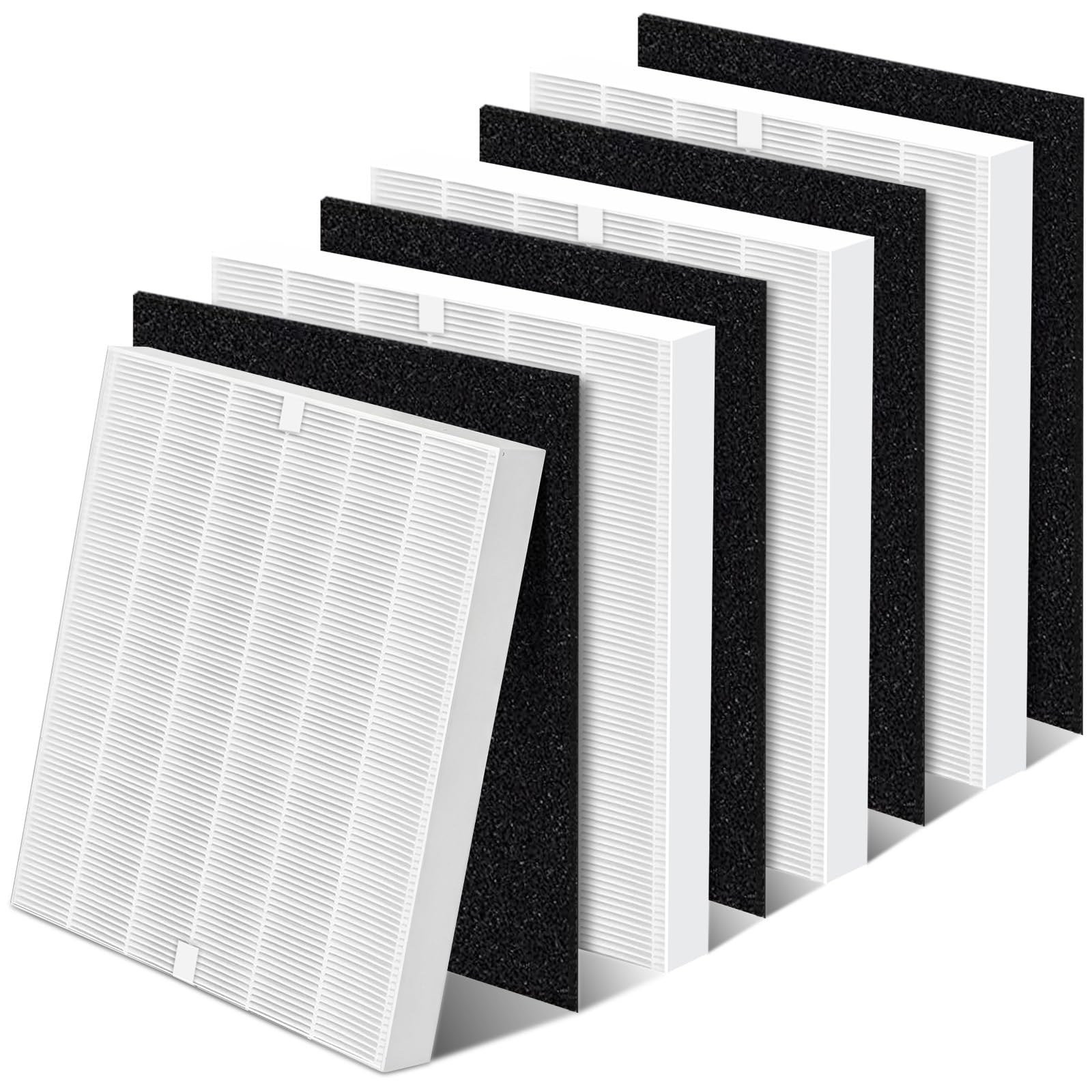 AP-1512HH Replacement Filter Compatible with Coway Airmega AP-1512HH, AP-1512HH-FP, AP-1518R, AP-1519P and Airmega 200M, Part Number 3304899, 4 AP-1512HH Filters + 4 Carbon Filters