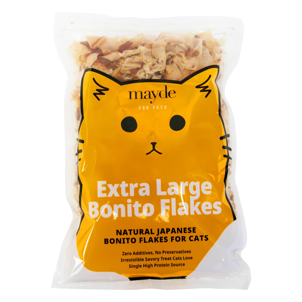 Mayde Bonito Flakes for Cats & Dogs - 100% Natural High-Protein Fish Treats for Cats & Dogs - Extra Large Dried Bonito Flakes - 4 oz Bag