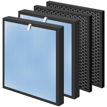 HSP001 True HEPA Filter Replacements for Hathaspace Air Purifier Filters HSP001,4 in 2 H13 True HEPA Filter with Activated Carbon Pre-Filter,2 Pack