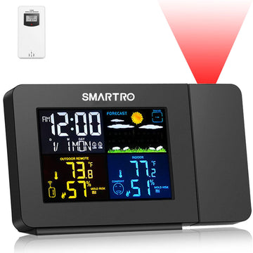 SMARTRO SC91 Projection Alarm Clock for Bedrooms with Weather Station