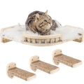 Large Cat Shelves with 3 Steps, Wall Mounted Cat Climbing Shelf with Plush Covered Bed, for Indoor Cats (Wood)