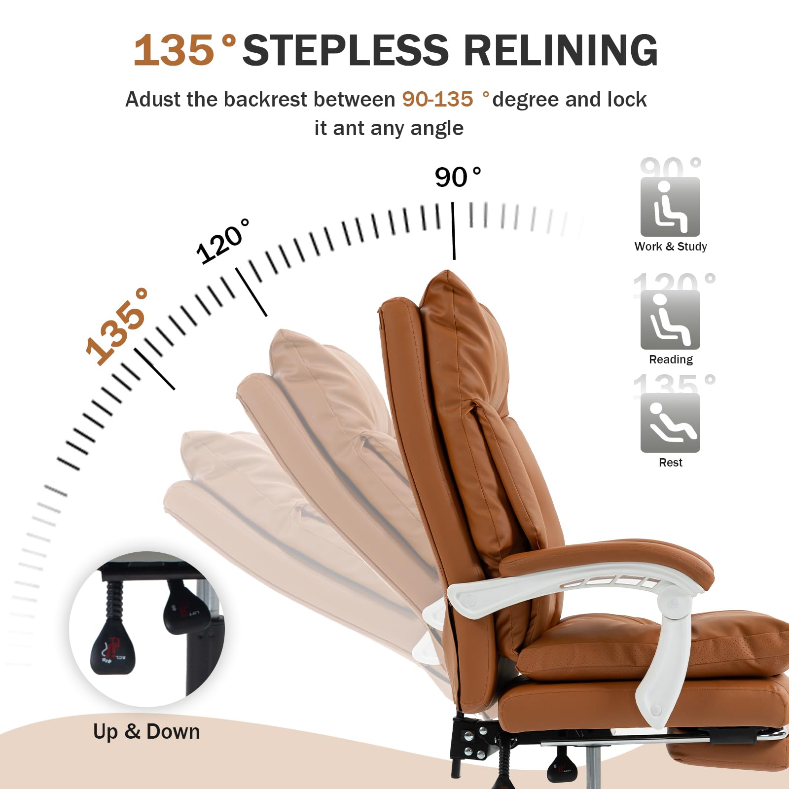 Anjieacen Office Chair with Foot Rest Comfy Computer Game Desk Chair High Back Reclining Executive Office Chair with Thick Cushion