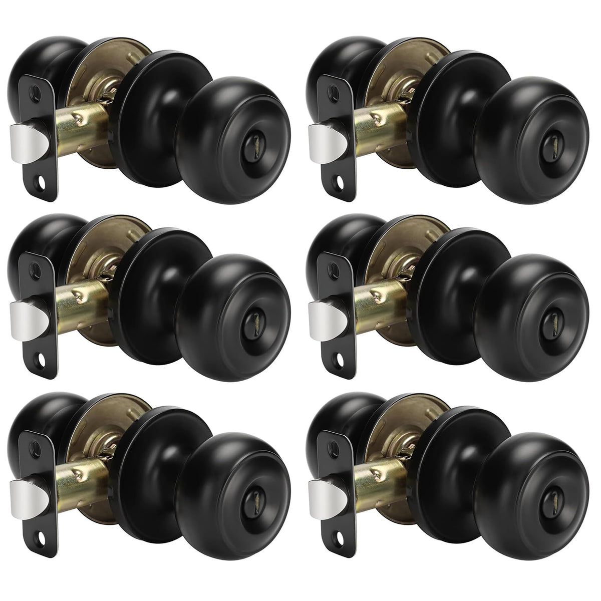 Haidms 6 Pack Matte Black Door Knobs Interior Privacy, Black Interior Door Knobs for Bedroom or Bathroom Classic Round Doorknobs Hardware