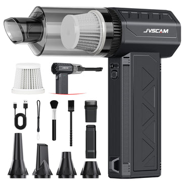 JVSCAM Compressed Air Duster,150000RPM Electric Air Duster, Vacuum Cleaner & Bag Vacuum 3-in-1, Rechargeable with 3-Gear Adjustable Wind Speed for Keyboard,Computer,Car,Home and Storage Bag Sealing