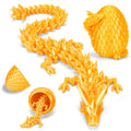 YILCER 12" 3D Printed Dragon Egg, Mystery Articulated Crystal Dragon Egg Fidget Toys, 3D Print Surprise Animals Toy for Kid Teen Boy Girls (Silk Gold)