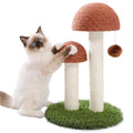 PETEPELA Cat Scratching Post, Mushroom Tall Cat Scratcher Featuring with Natural Sisal Scratching Poles and Interactive Toy Ball for Kittens and Small Cats (Brown)