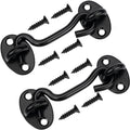 Rainspire (2 Pack) Privacy Hook and Eye Latch for Barn Door, Stainless Steel Gate Latch Barn Door Lock Cabin Hooks for Gate Shutters Window Slide Barn Shed Cabinet Bathroom (Black, 4 Inch)