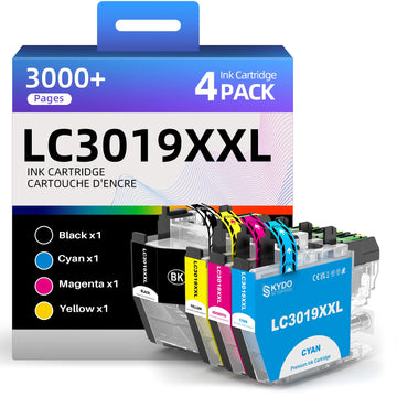 Skydo LC3019XXL Ink Cartridges Replacement for LC3019 XXL LC 3019-XXL LC3019 Work with MFC-J5330DW MFC-J6530DW MFC-J6730DW MFC-J6930DW Printers (Black, Cyan, Magenta, Yellow, 4 Pack)