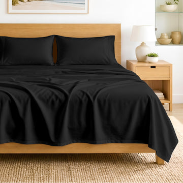 SGI bedding 100% Egyptian Cotton Sheets Full XL Size – 600 Thread Count Sheets Set, Soft, Cooling, 15" Deep Pocket, Luxury Hotel Bedding, Breathable, Durable - Black