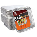 8x8 Aluminum Pans with Lids - 20 Pack Disposable Foil Pans with Lids, Aluminum Containers with Lids for Baking Cake, Holiday Cooking, Heating, Storing, Prepping Food