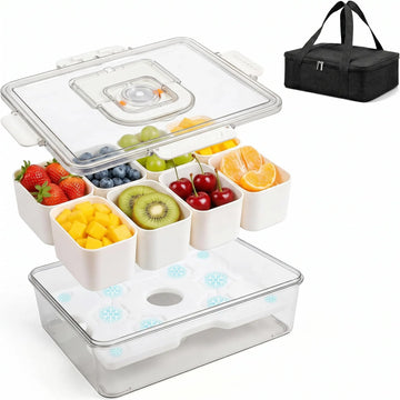 ERABAY Chilled Portable Snackle Box container, Divided Serving Tray, Beach Essentials Insulated Container with Reusable Ice Pack & Bag – Keep Food Hot or Cold On the Go for Adult