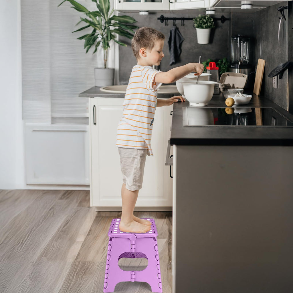 Delxo Folding Step Stool 11 Inch,300 Lbs Step Stool for Kids&adults Purple, Light Purple
