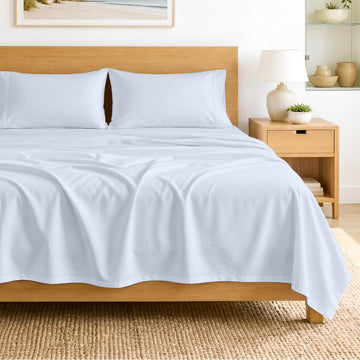 SGI bedding 100% Egyptian Cotton Sheets California King Size – 600 Thread Count Sheets Set, Soft, Cooling, 15" Deep Pocket, Luxury Hotel Bedding, Breathable, Durable - Light Blue