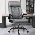 High Back Executive Office Chair - Ergonomic Computer Desk with Rocking Function, Leather Managerial with Adjustable Flip-up Armrests and
