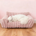 Cat Couch for Pets - Cute Cat Beds for Indoor Cats with Removable Cover, Washable Soft Corduroy Plush, Fluffy Supportive Pet Sofa Chair for Small Dog & Cats, Pink 24 inch