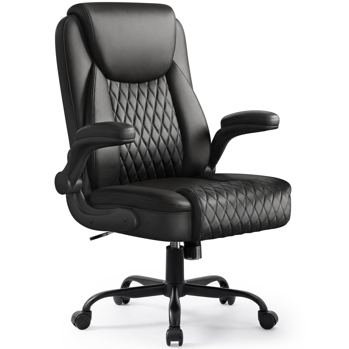 Gtpoffice Executive Office Chair with Comfortable Lumbar Support, Ergonomic Gaming Chair with Flip-up Armrests & Zoned Pressure-relief Cushion,