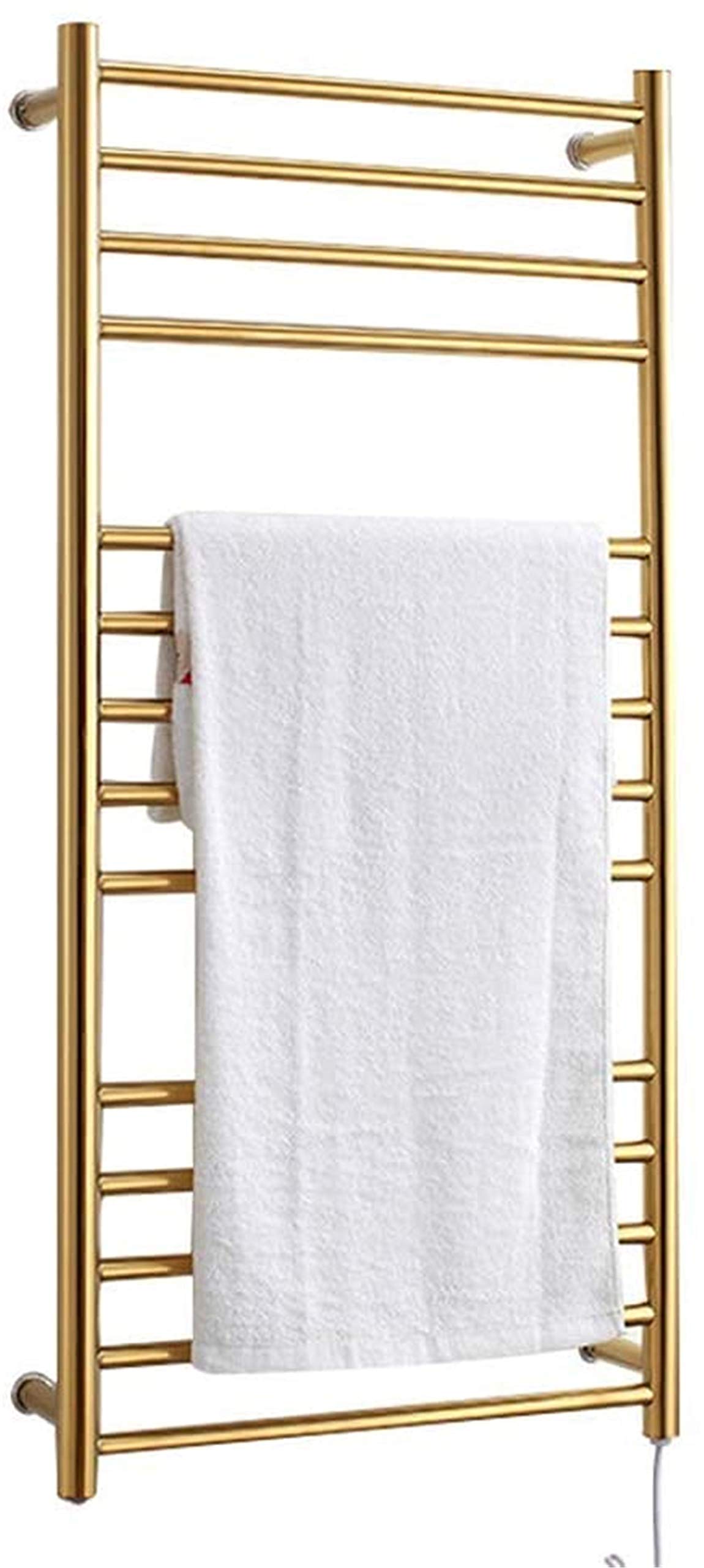 Bathroom Wall heaterTowel WarmerTowel Warmer Heated Towel Rack, 162W Wall Mounted ElectricTowel Warmer, Plug-in and Hard Wiring Optional GoldenTowel Rack, 304# Stainless St(