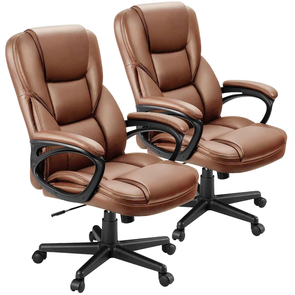 Furmax Office Executive Chair High Back Adjustable Managerial Home Desk Chair, Swivel Computer Pu Leather Chair with Lumbar Support (2, Light