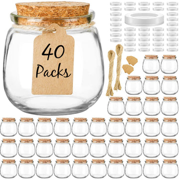 Syntic 40 Pack 7oz Small Glass Jars with Cork Lids,Mason Jars