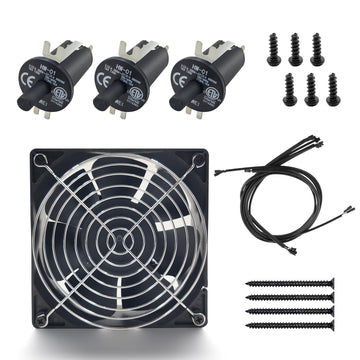 Replacement Fan and Hopper Door Switch Kit for Masterbuilt Gravity Series 560/800/1050 XL Digital Charcoal Grills & Smokers, Includes 1 Fan Kit, 3 Hopper Lid/Door Switches & 1 Electric Wire Kit
