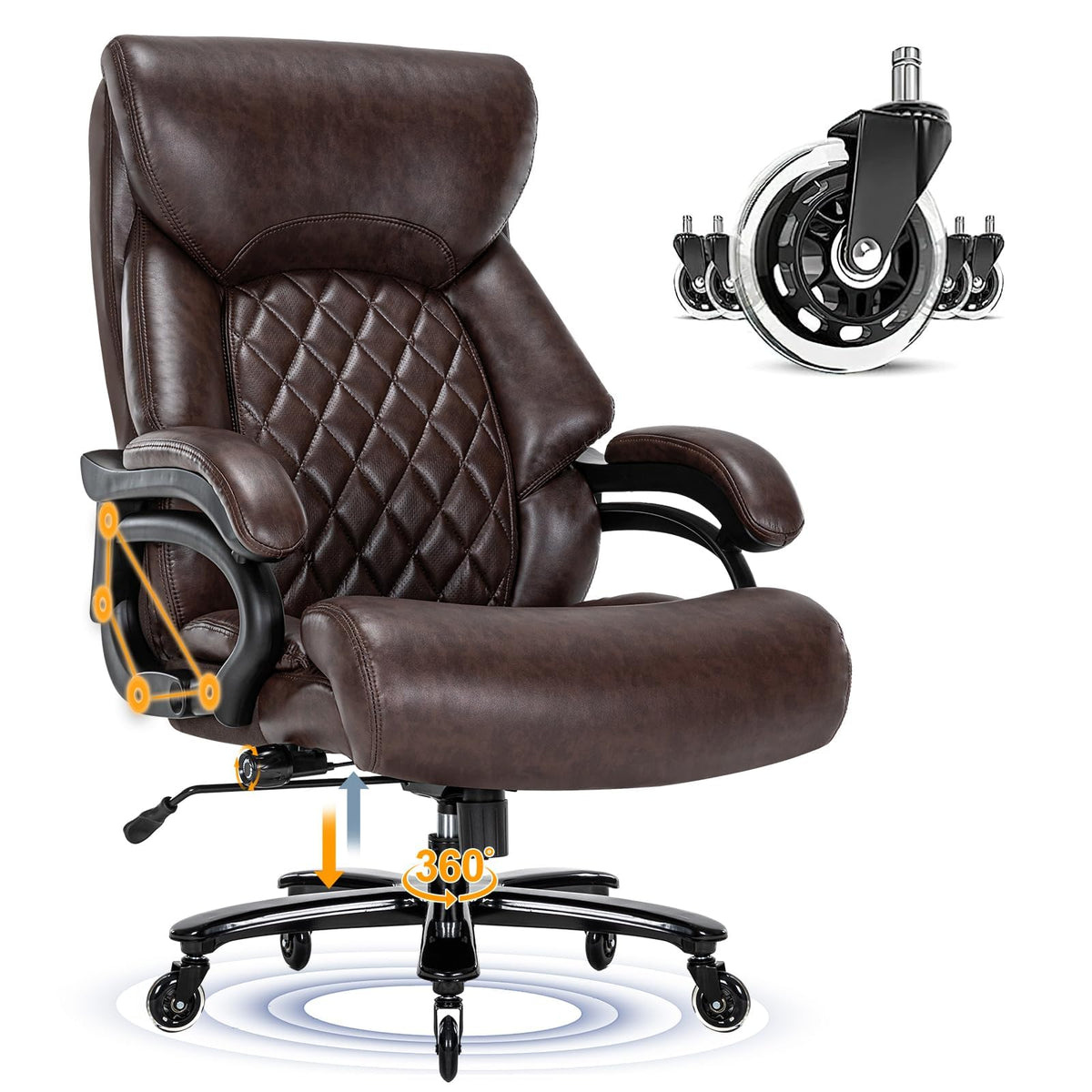 Big and Tall Office Chair for Heavy People, 500lbs High Back Extra Wide Heavy Duty Executive Office Chair Comfortable for Home Office, Large