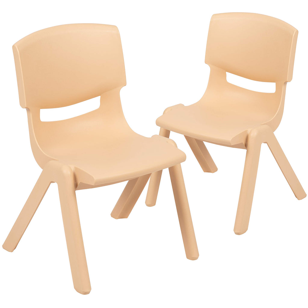 Emma + Oliver Natural Plastic Stackable School Chair, 10.5" Seat, 2-pack, 12.5"W x 14"D x 20"H