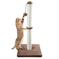 Dimaka 29" Tall Cat Scratching Post, Claw Scratcher with Sisal Rope and Covered with Soft Smooth Plush, Vertical Scratch [Full Strectch] for Standard Size Cats (Dark Brown, 29 inches for All Cats)