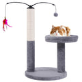 AIWIKIDE 24" Scratching Post, Interactive Cat Scratcher, with Perch & Plush Toy, Sturdy Weighted Base, Grey