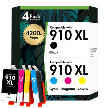 910 910XL 8020 Ink Cartridges for HP Printers OffceJet 8020 Ink 910 XL Black and Color Combo Pack for OfficeJet Pro 8015 8035 8025 8010 8018 8028 8022 8030 Printers (4 Pack)