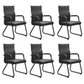 Okeysen Office Guest Chairs Set of 6, Modern Leather Reception Chairs with Mid Back & Sled Base, No-wheel Desk Chairs for Waiting Room &