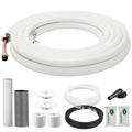 Della 10 Ft Mini Split Line Set, Includes 1/4" & 5/8" O.D. Copper Pipes with Flared Nuts and a 3/8" Thick White PE Insulated Coil, Perfect for Mini Split AC and Other HVAC Systems
