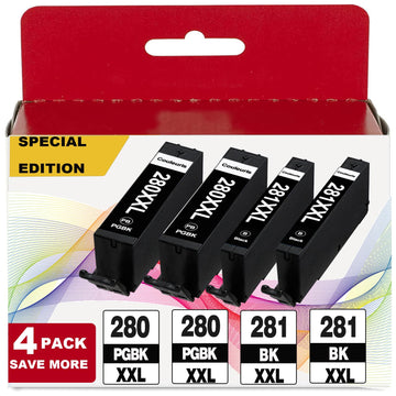 PGI-280 XXL PGBK/CLI-281 XXL Black Ink Replacement for Canon 280XXL 281XXL for TR8620a TR8600 TR8622a TR8520 TS9521c TR7520 TS9120 TR8622 TS9520 TS6220 TS6320 TS702a TR8500 Printers for 280XL 281XL
