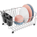 Small in Sink Dish Drying Rack - Stainless Steel Compact Inside Sink Dish Drainer for RV Apartment Kitchen, Rust Resistant, 11.6" W x 13.4" L, Silver