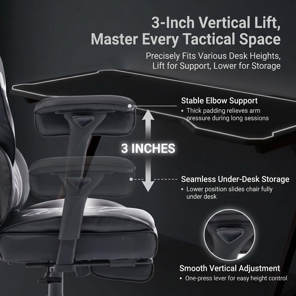 Atmild Big and Tall Gaming Office Chair 400lbs - Heavy Duty Ergonomic Computer Desk Chair with Footrest, Adjustable Armrests, High Back Pu