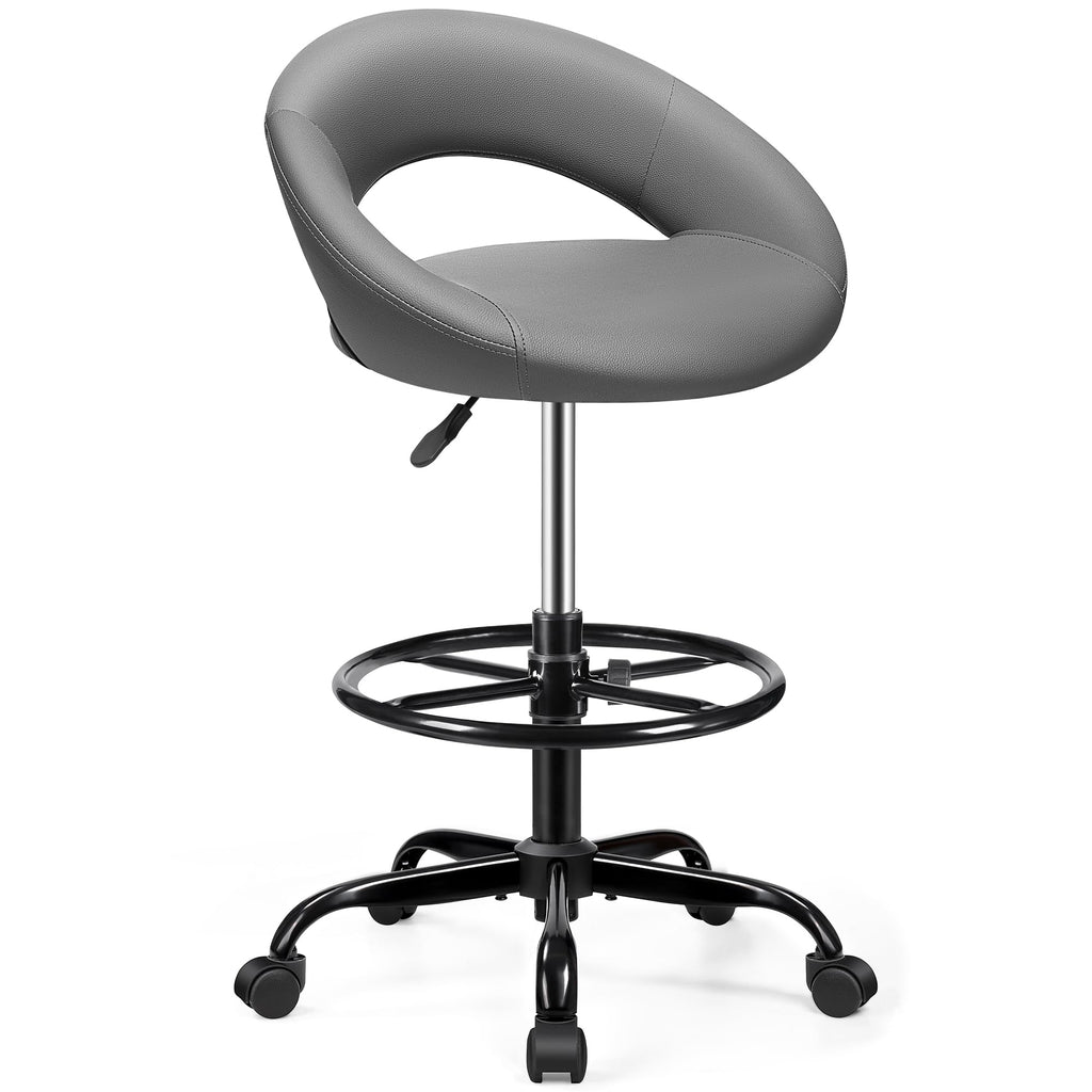 Bestfair Drafting Chair for Standing Desk, Height Adjustable Rolling Stool, 1 Pack, Grey