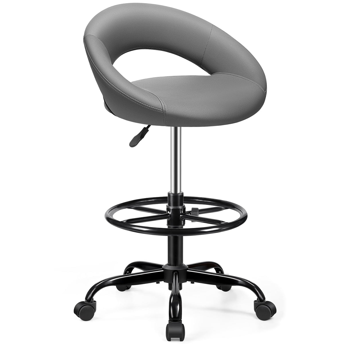 Bestfair Drafting Chair for Standing Desk, Height Adjustable Rolling Stool, 1 Pack, Grey