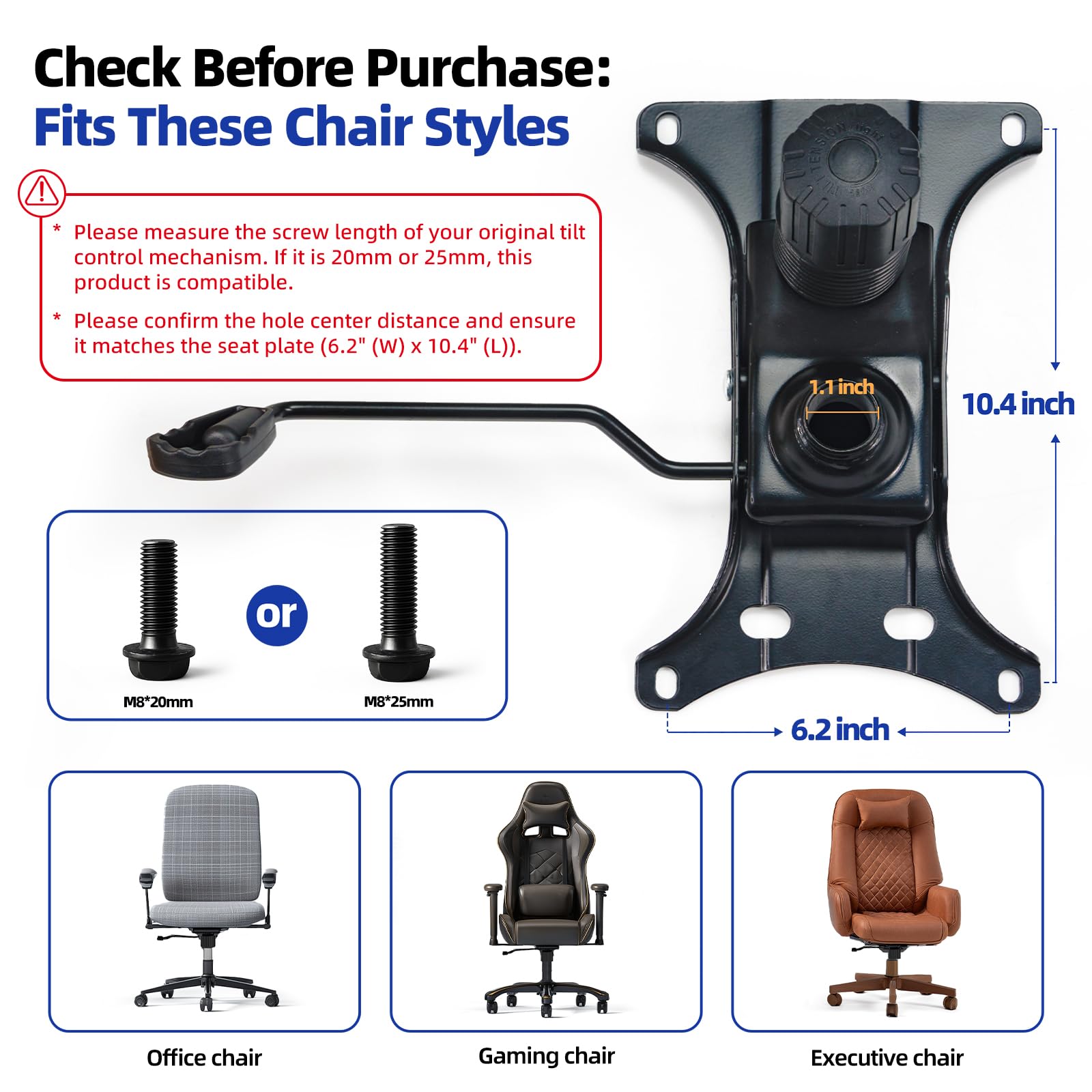 Sytopia 28 Inch Office Chair Base Replacement with Reinforced Metal Legs (2200lbs), Chair Bottom Part for Most Chairs, Universal Gas Cylinder