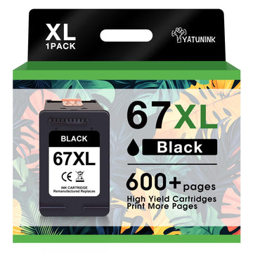67XL Black Ink Cartridge Compatible for HP Ink 67 67 Black Ink Cartridge Works with Envy 6055e 6458 6455e 6400 6000 DeskJet 2755e 2755 2700 4155e 4155 Printer (1 Black) 1 Pack