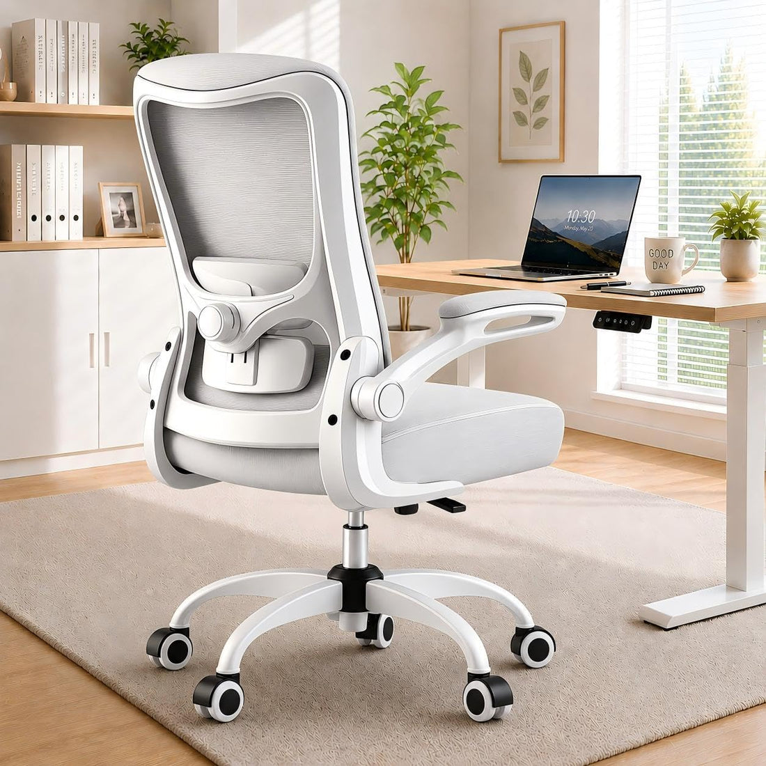 Ergonomic Office Chair for Long Hours, Adjustable Padded Lumbar Support for Lower Back Relief, 330 lb Capacity, Comfortable Computer Desk Chair for Home Office, Work & Study