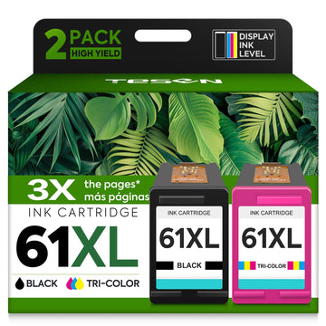 61XL Ink Cartridges Replacement for HP 61 XL Ink Cartridge Combo Pack HP61 Works with HP Envy 5530 4500 4502 5535 Deskjet 2540 2541 3050 3510 1510 OfficeJet 4630 4632 Printer (Black Tri-Color, 2-Pack)