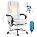 Tonghuas Massage Office Chair with Foot Rest Vibration and Heating, 90-130° Reclining Desk Chair, Ergonomic Reclining Computer Gaming Leather