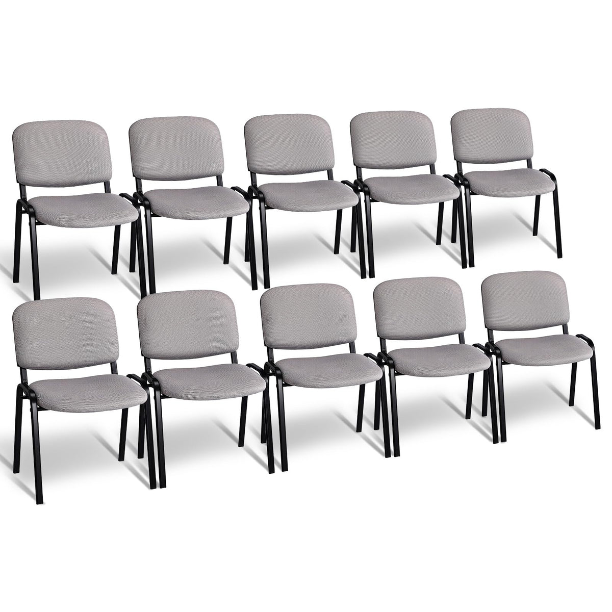 Vingli 10-pack Waiting Room Chairs, Stackable Chair for Office, Mesh-grey