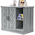 Extra Large Cat Litter Box Enclosure with Litter Collector, Hidden Litter Box Furniture Cabinet with Power Outlet & Storage Shelves, Cat House for Automatic Litter Boxes, Gray